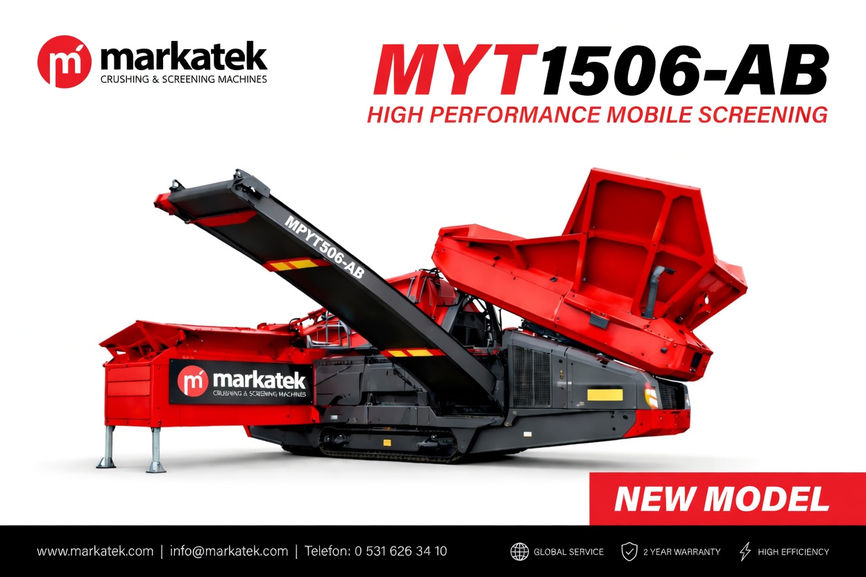 MYT1506-AB açık bunker besleme ağızlı mobil eleme sistemi yeni model beyaz arka plan