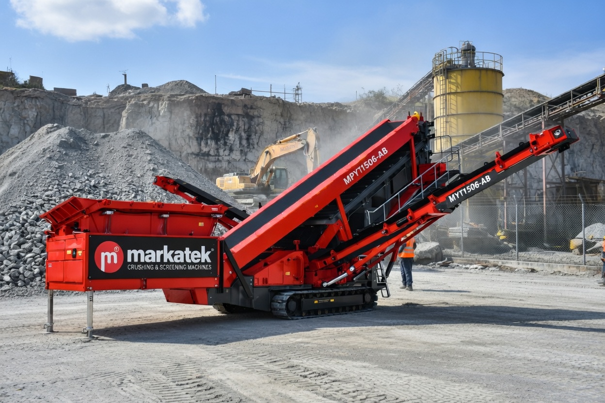 MPYT506-AB paletli mobil eleme sistemi taş ocağında gerçek saha kullanım görüntüsü